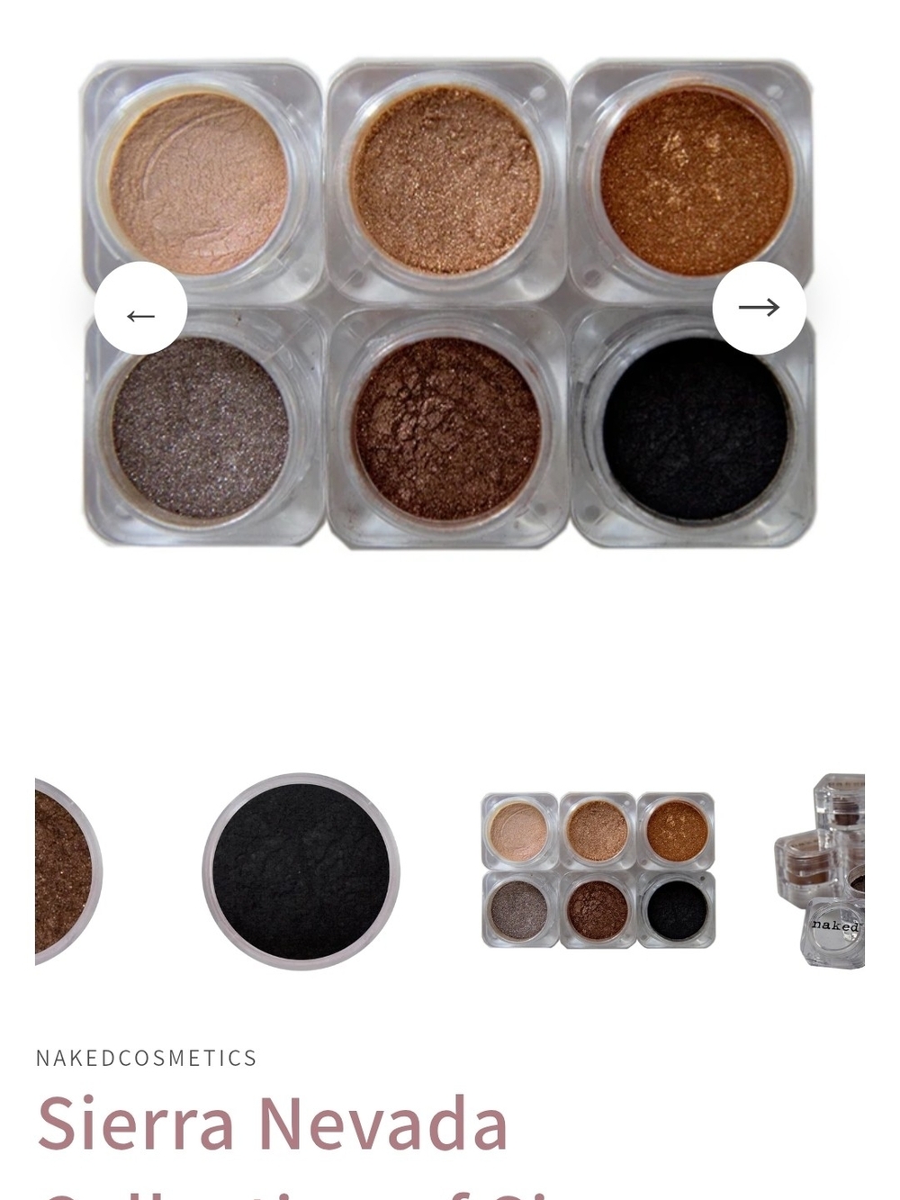 naked cosmetics Sierra Nevada Eyeshadow Collection - Warm Neutrals (6-Pack) NEW